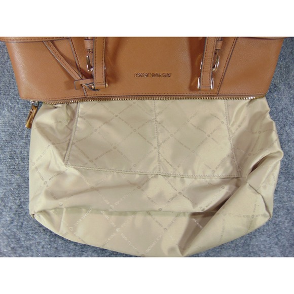 Michael Kors Jet Set Travel Charlotte Tote Acorn Brown Saffiano Leather Purse - Picture 8 of 16